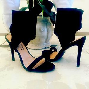 Black ankle sock high heels